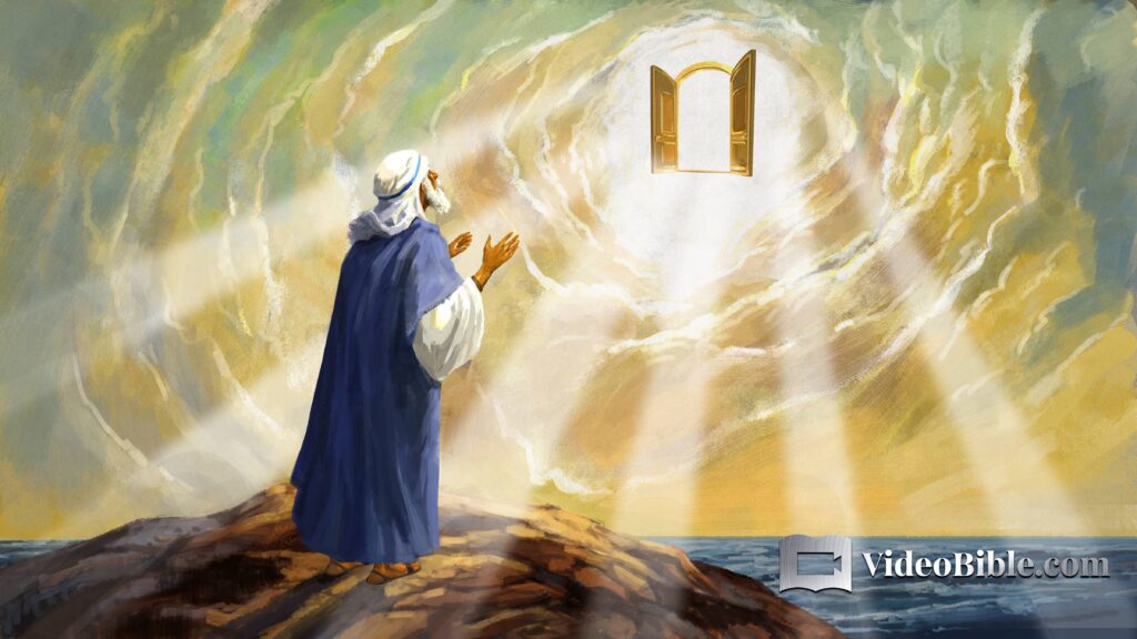 John on Island of Patmos and the open door to heaven